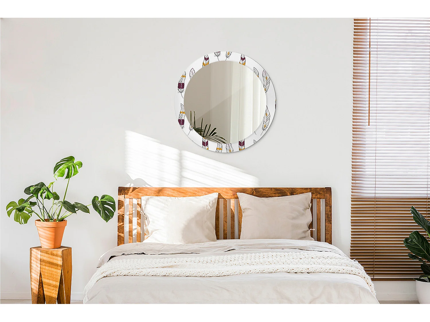 Miroir rond décoratif - Animaux abstraits - 70 cm