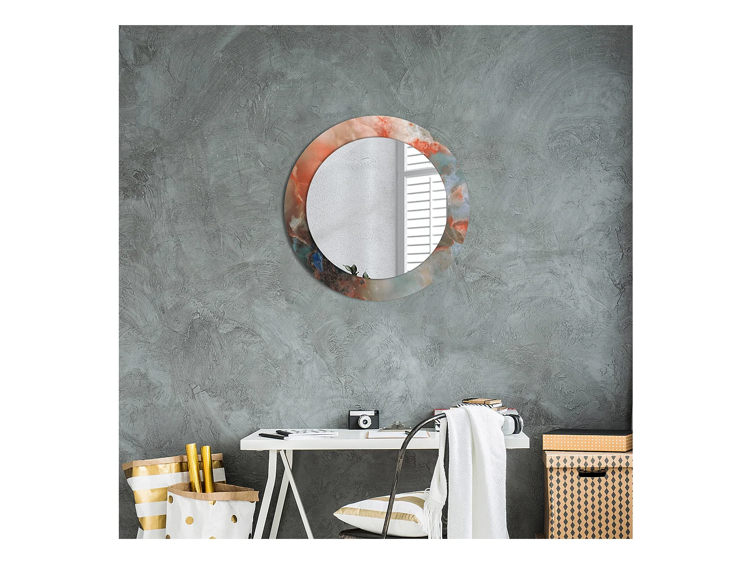 Ronde decoratieve spiegel - Onyx marmer - 60 cm