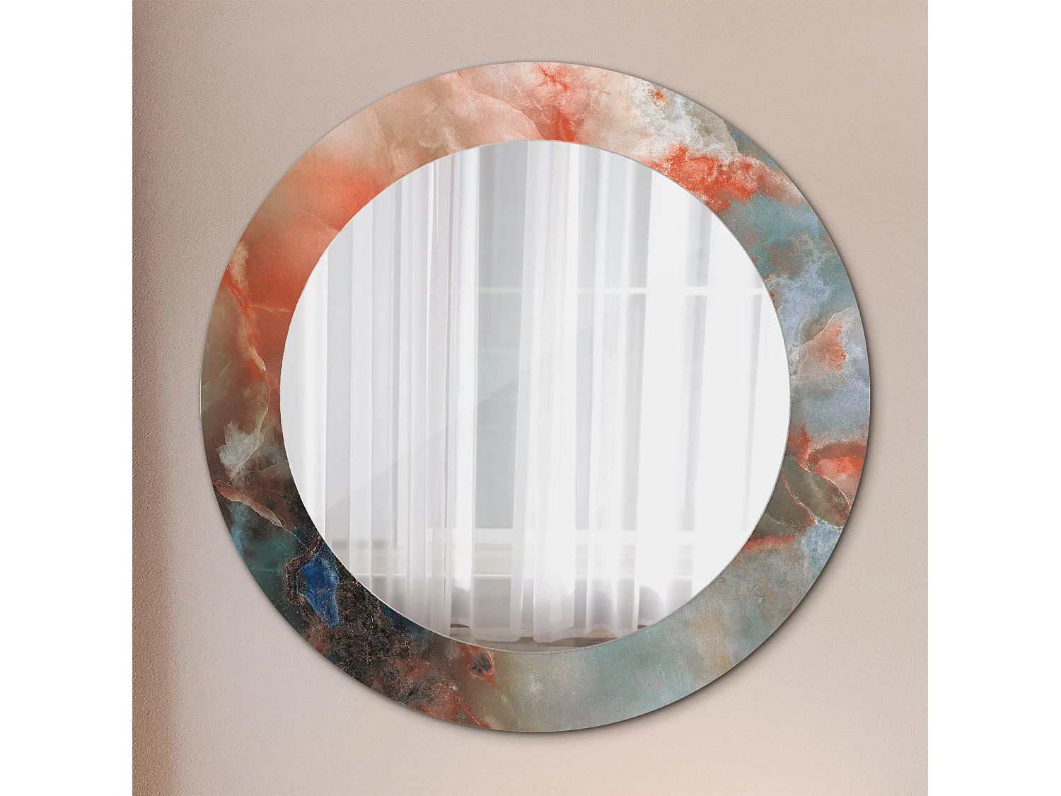 Runder dekorativer Spiegel – Onyx-Marmor – 60 cm