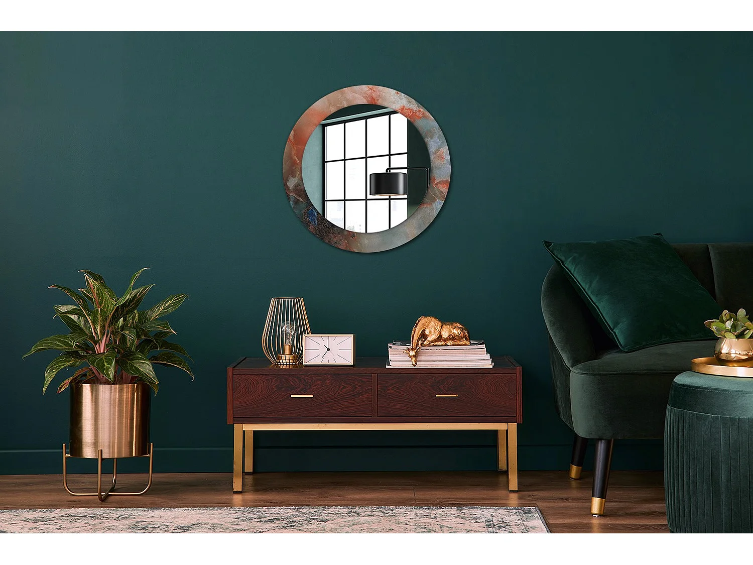 Runder dekorativer Spiegel – Onyx-Marmor – 60 cm