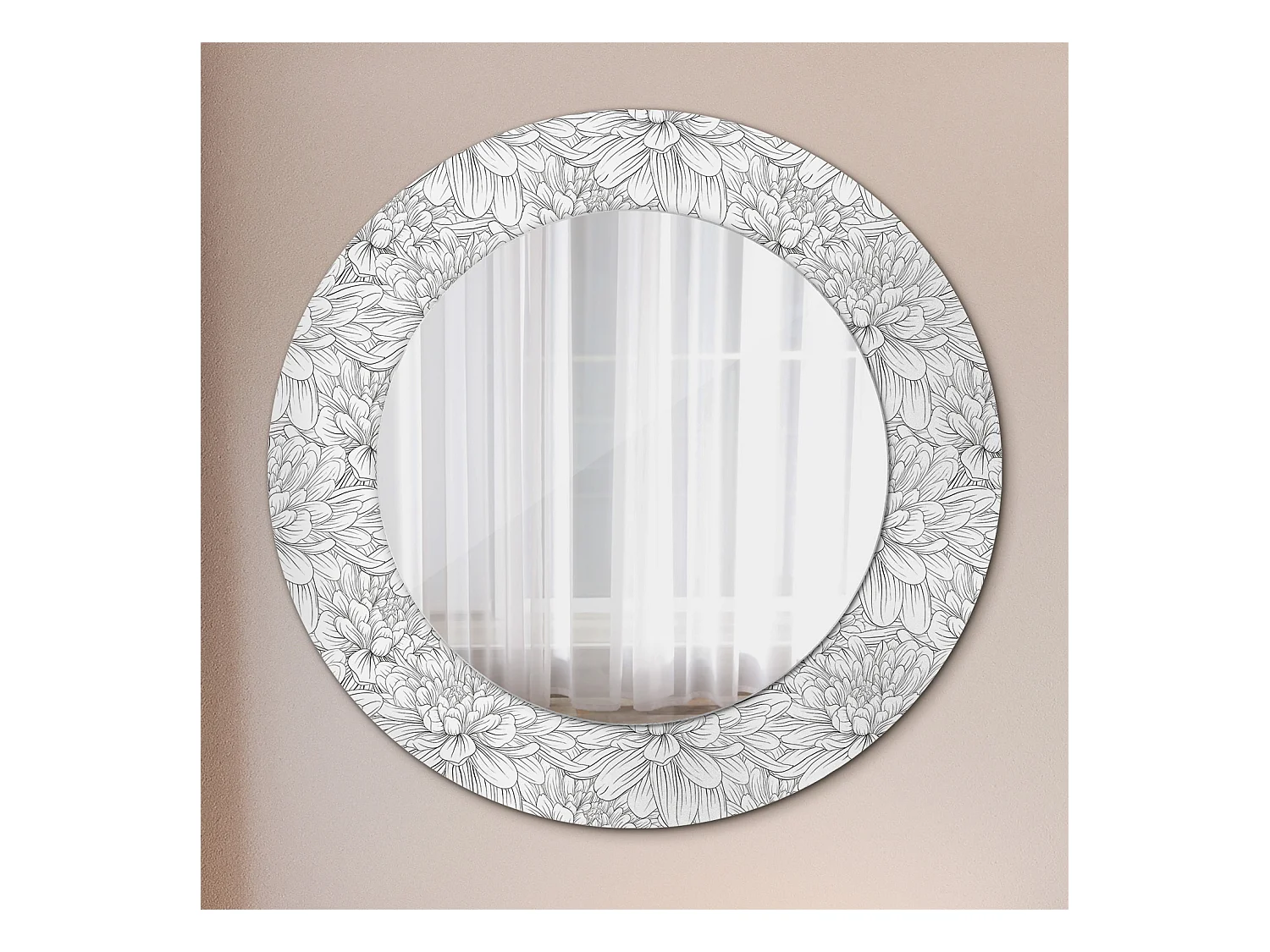 Runder dekorativer Spiegel - Lotusblumen - 50 cm
