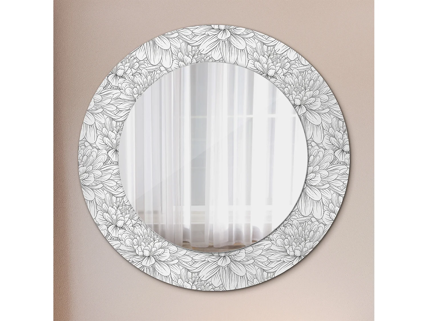 Runder dekorativer Spiegel - Lotusblumen - 50 cm