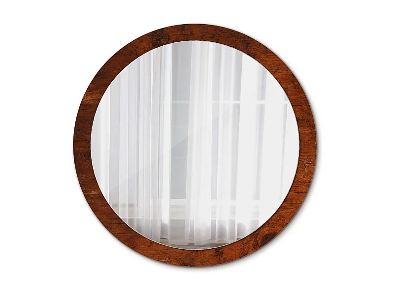 Runder dekorativer Spiegel - Naturholz - 100 cm