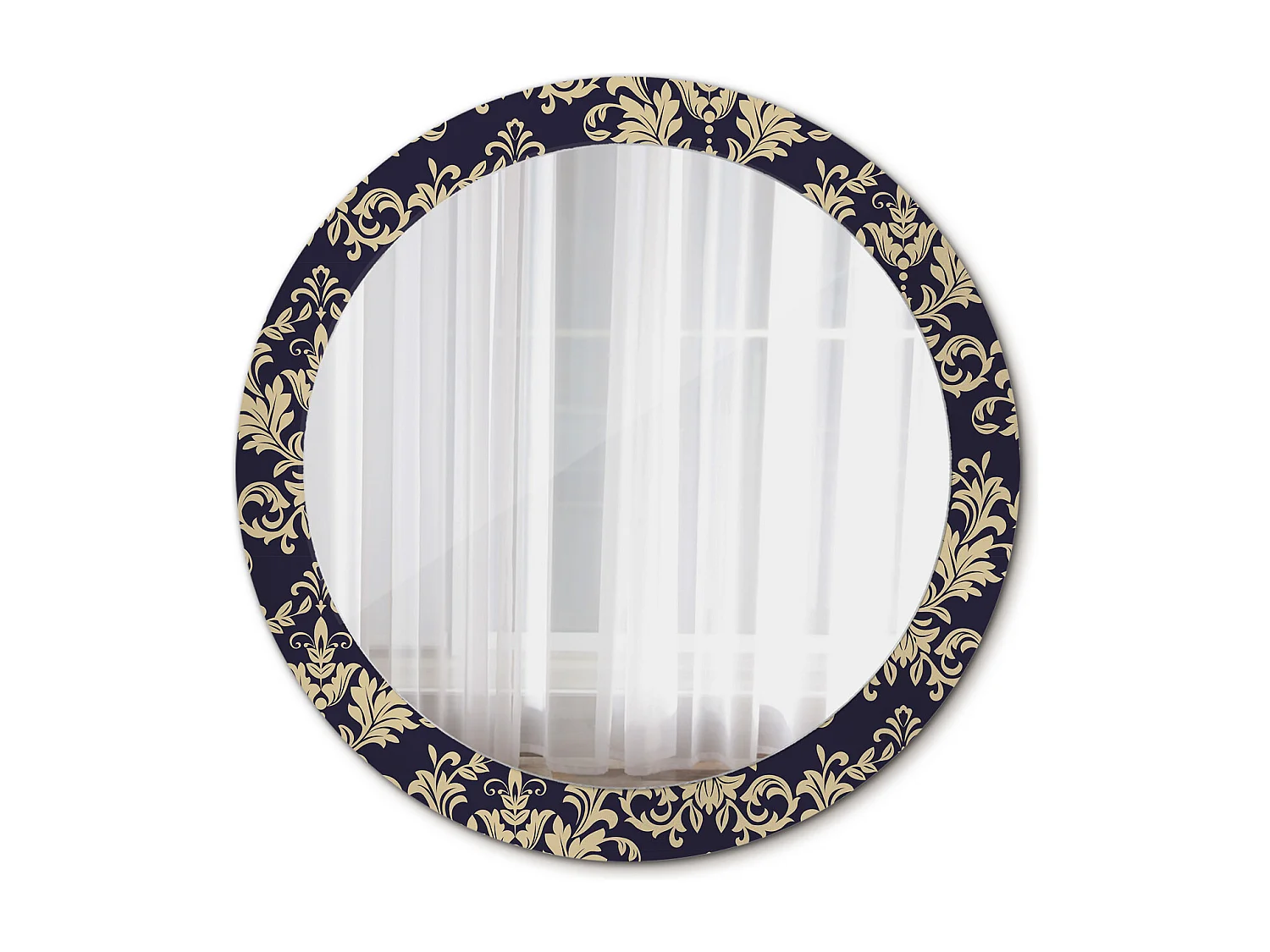 Miroir rond décoratif - Motif floral - 80 cm