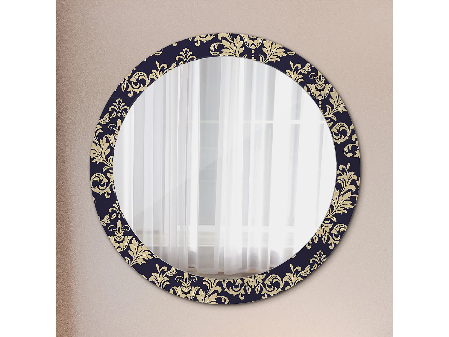Miroir rond décoratif - Motif floral - 80 cm