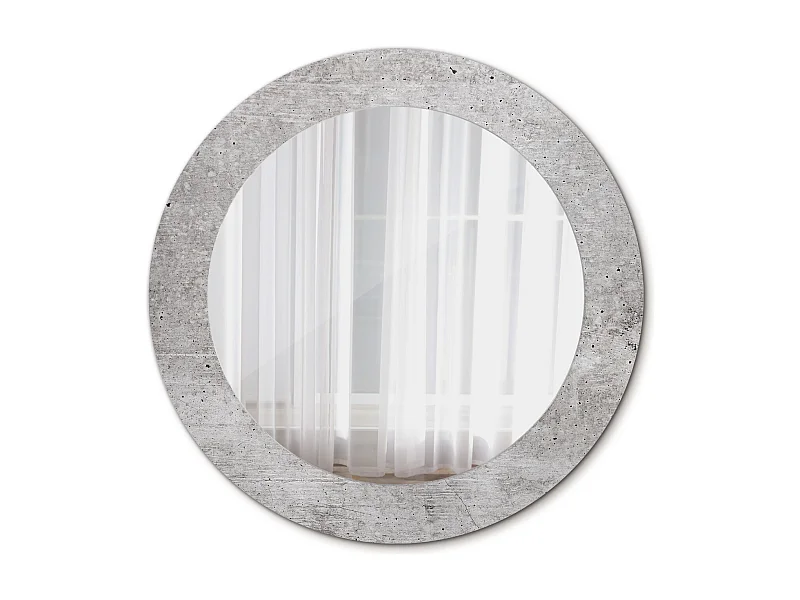 Miroir rond décoratif - Béton gris - 70 cm