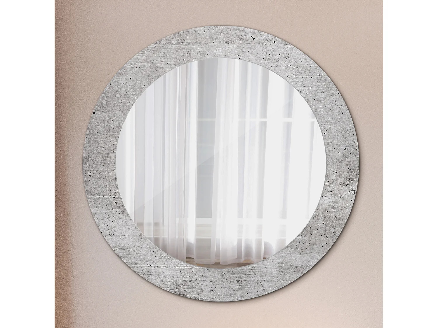 Runder dekorativer Spiegel - Grauer Beton - 60 cm