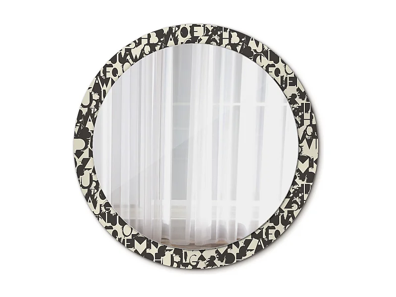 Miroir rond décoratif - Lettres - 90 cm