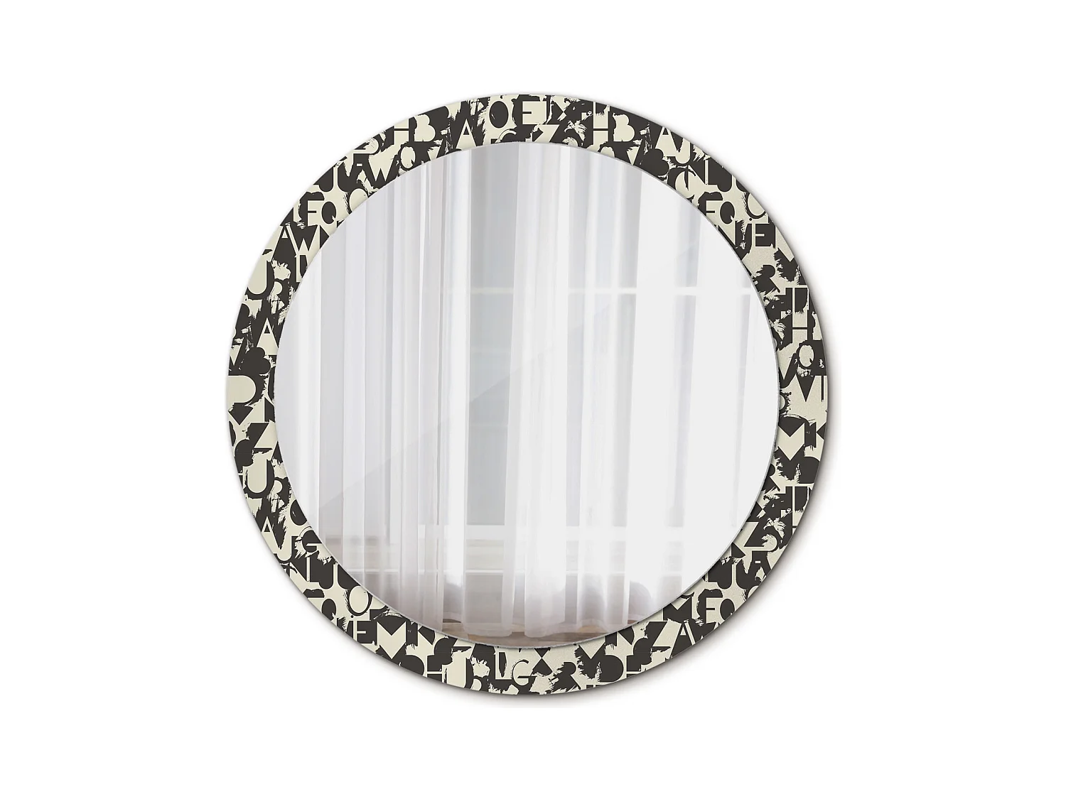 Miroir rond décoratif - Lettres - 90 cm