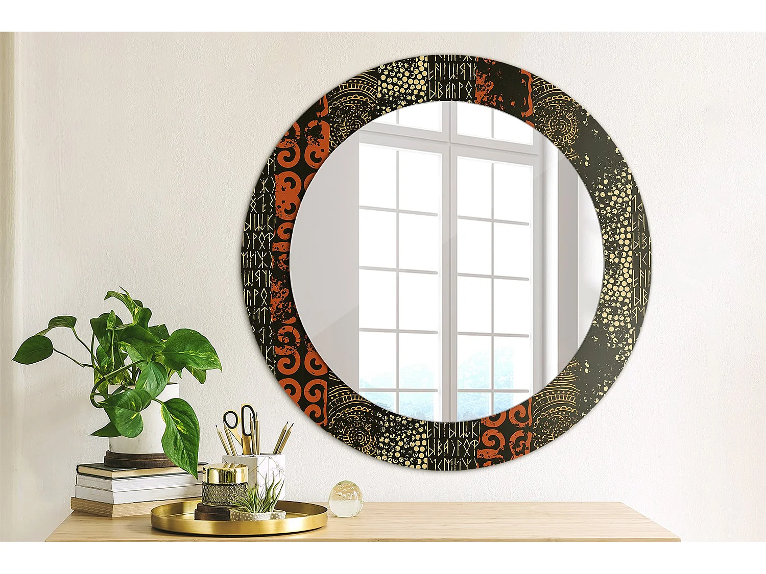 Runder dekorativer Spiegel - Grunge-Muster - 60 cm