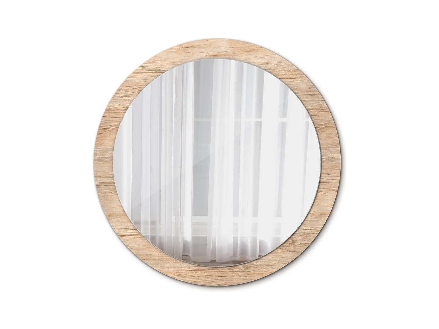 Miroir rond décoratif - Bois - 90 cm