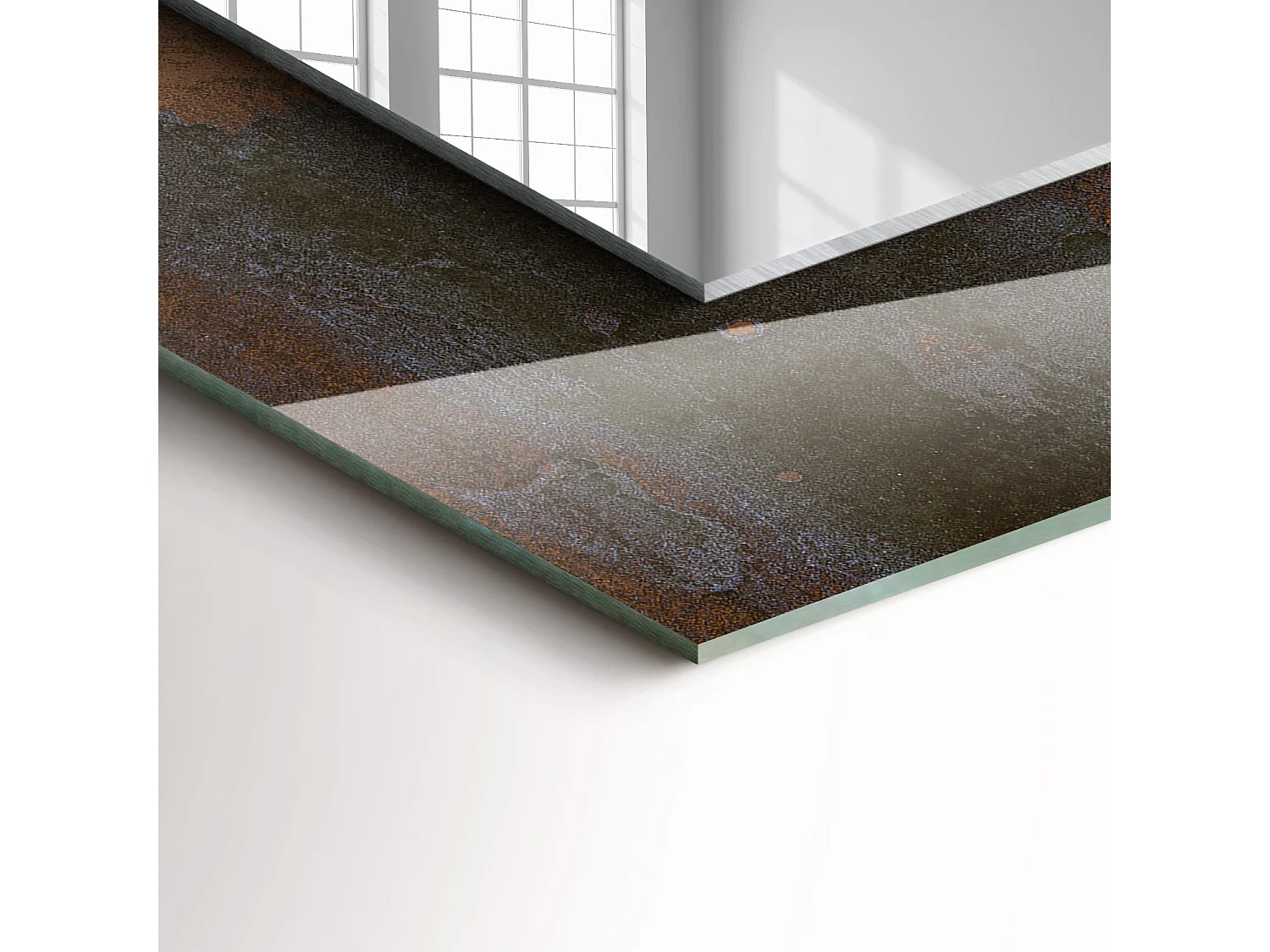 Miroir décoratif avec cadre, métal rouille tendance, 80 x 60 cm