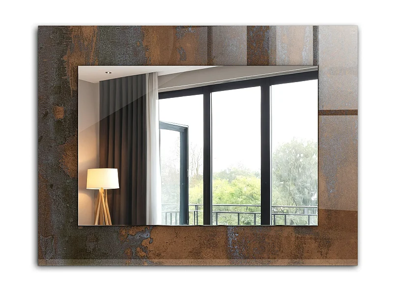 Dekorativer Spiegel mit Rahmen, modisches Rostmetall, 80 x 60 cm