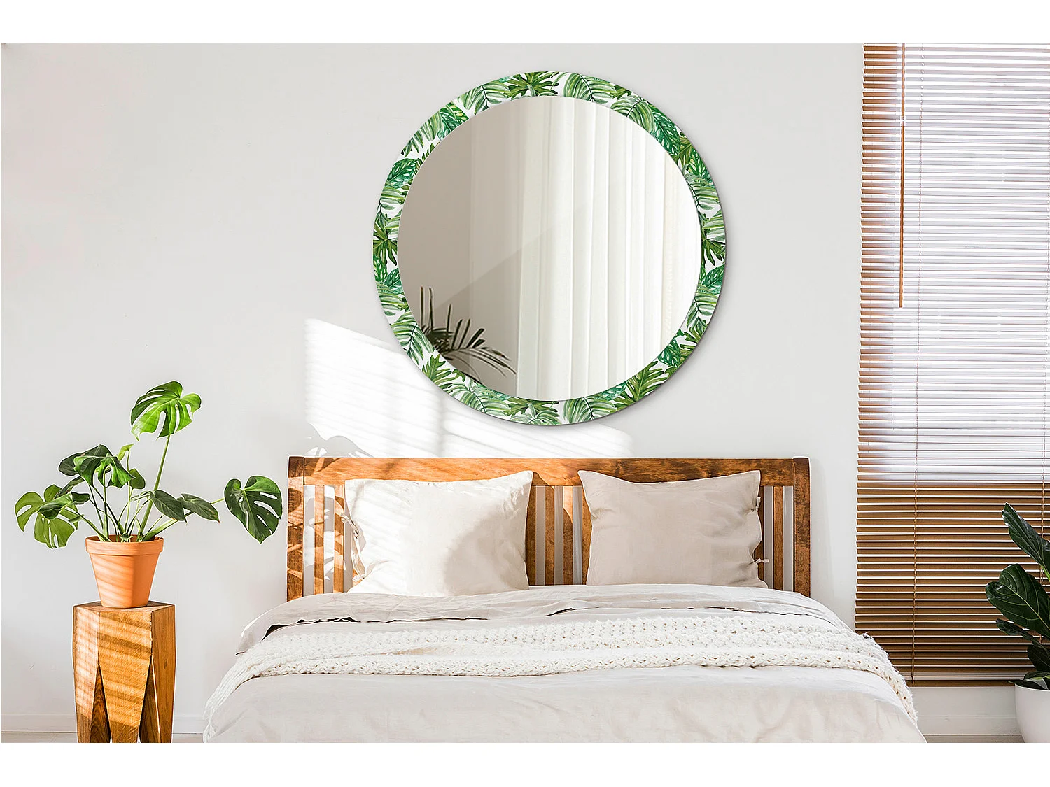 Dekorativer runder Spiegel – Dschungelblätter – 100 cm