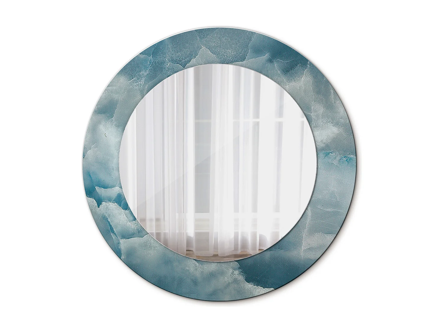 Ronde decoratieve spiegel - Blauw Onyx Marmer - 50 cm