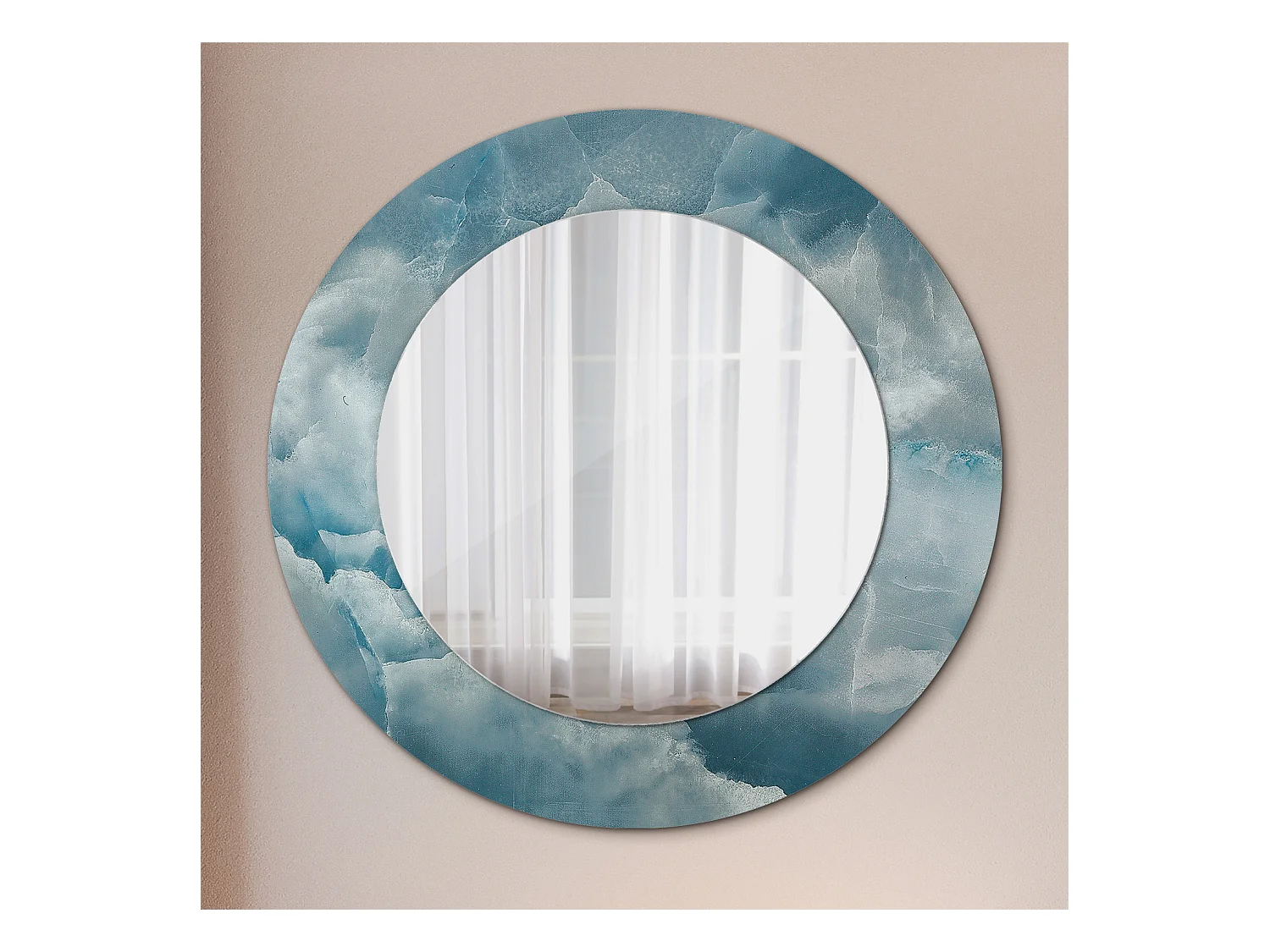 Ronde decoratieve spiegel - Blauw Onyx Marmer - 50 cm