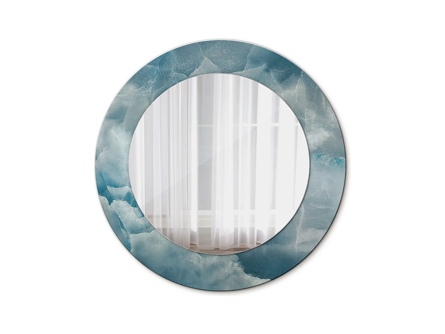 Ronde decoratieve spiegel - Blauw Onyx Marmer - 50 cm