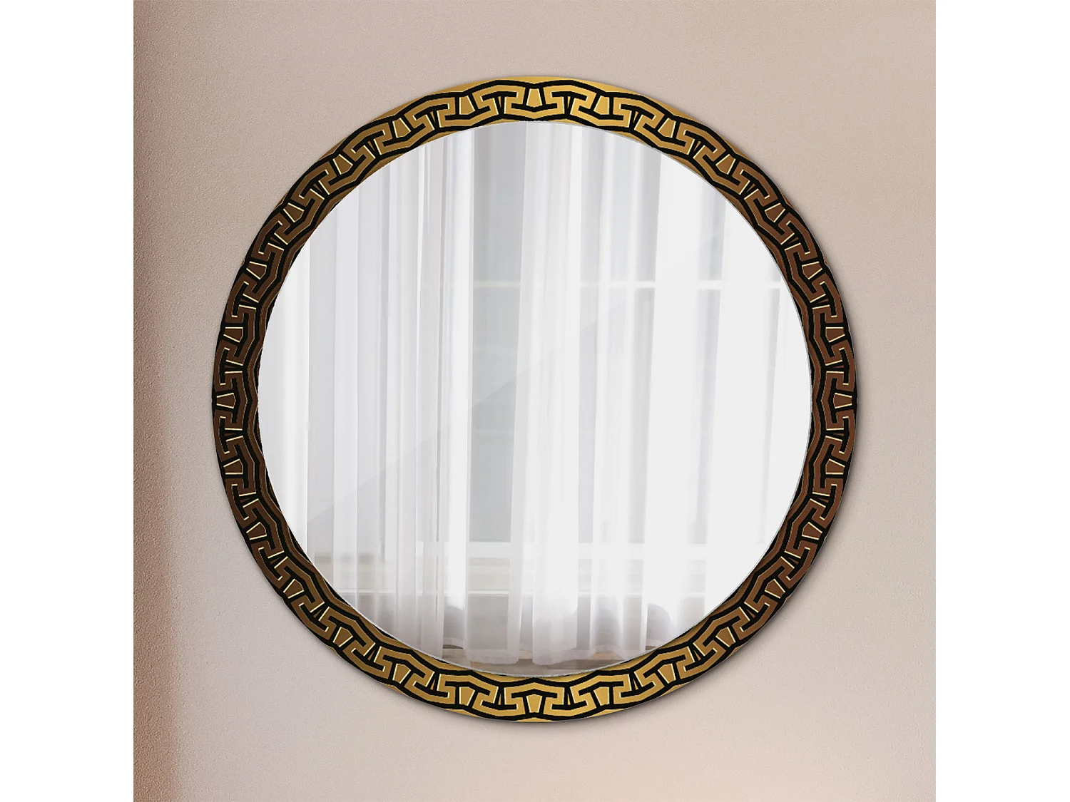 Dekorativer runder Spiegel - griechisches Ornament - 100 cm