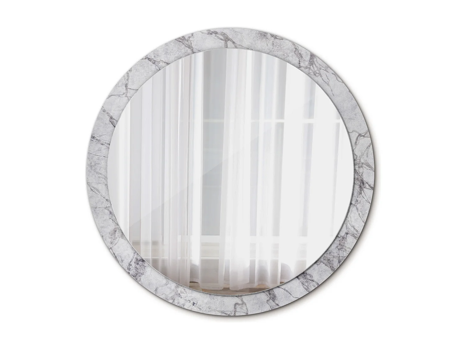 Runder dekorativer Spiegel - Weißer Marmor - 100 cm