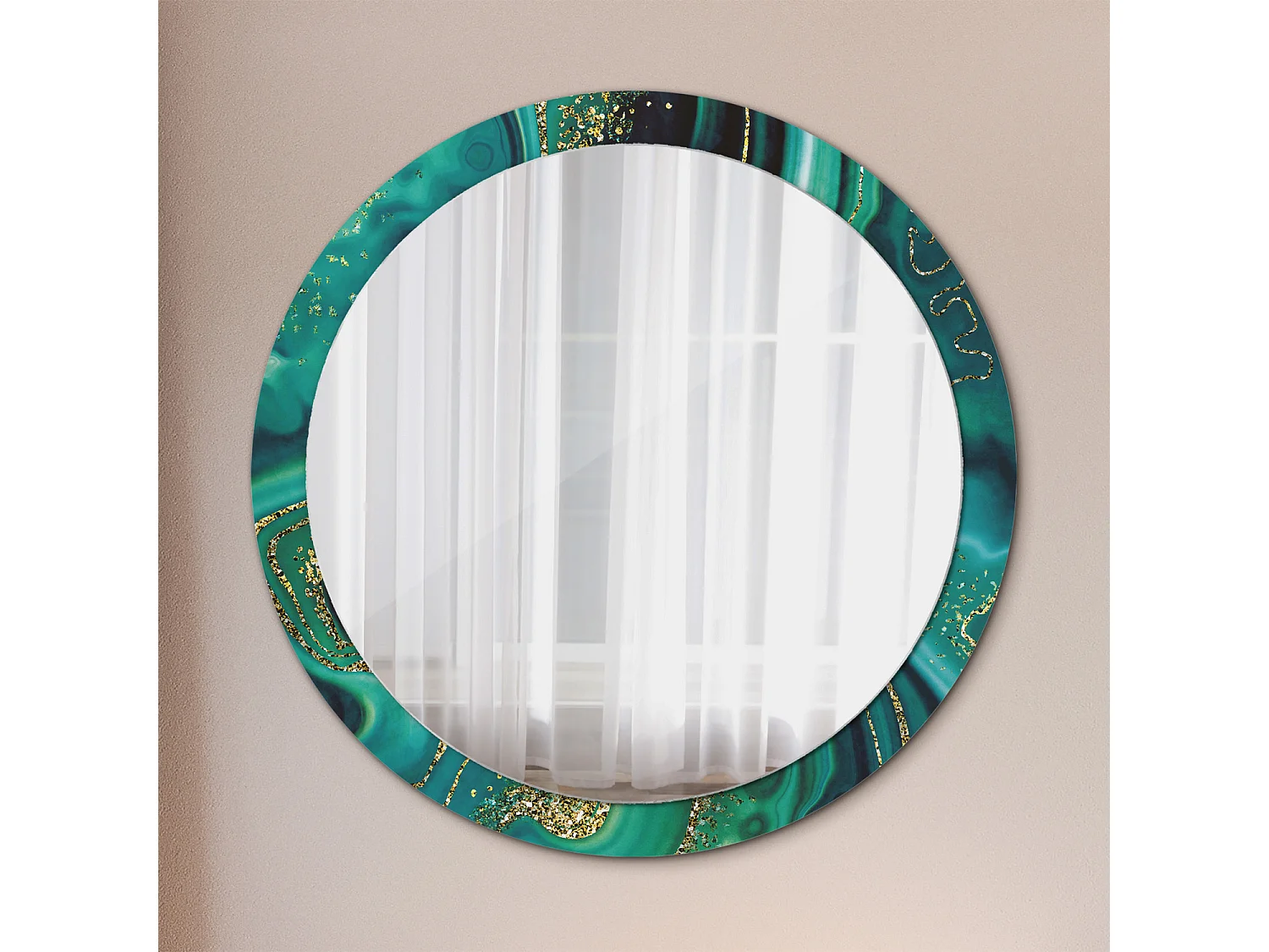Runder dekorativer Spiegel – Smaragdmarmor – 100 cm