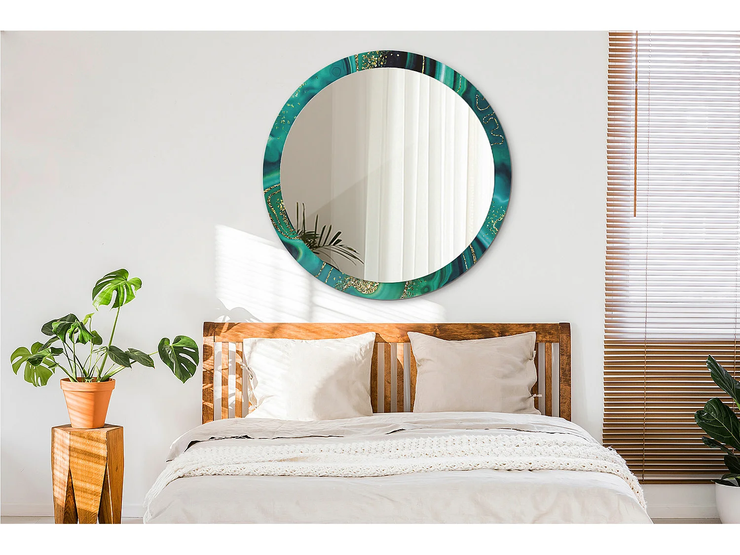 Runder dekorativer Spiegel – Smaragdmarmor – 100 cm