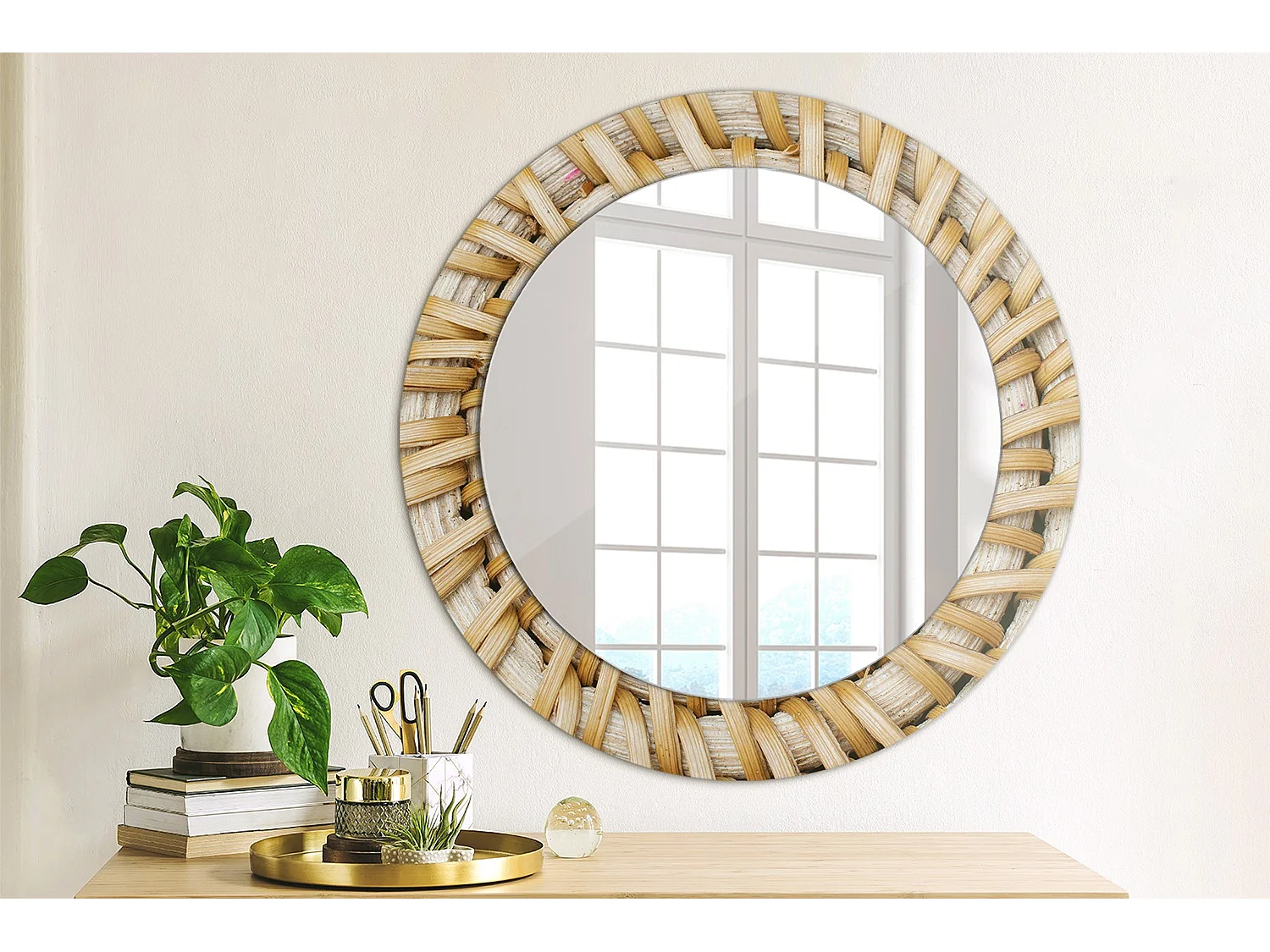 Miroir rond décoratif - Tresse - 70 cm
