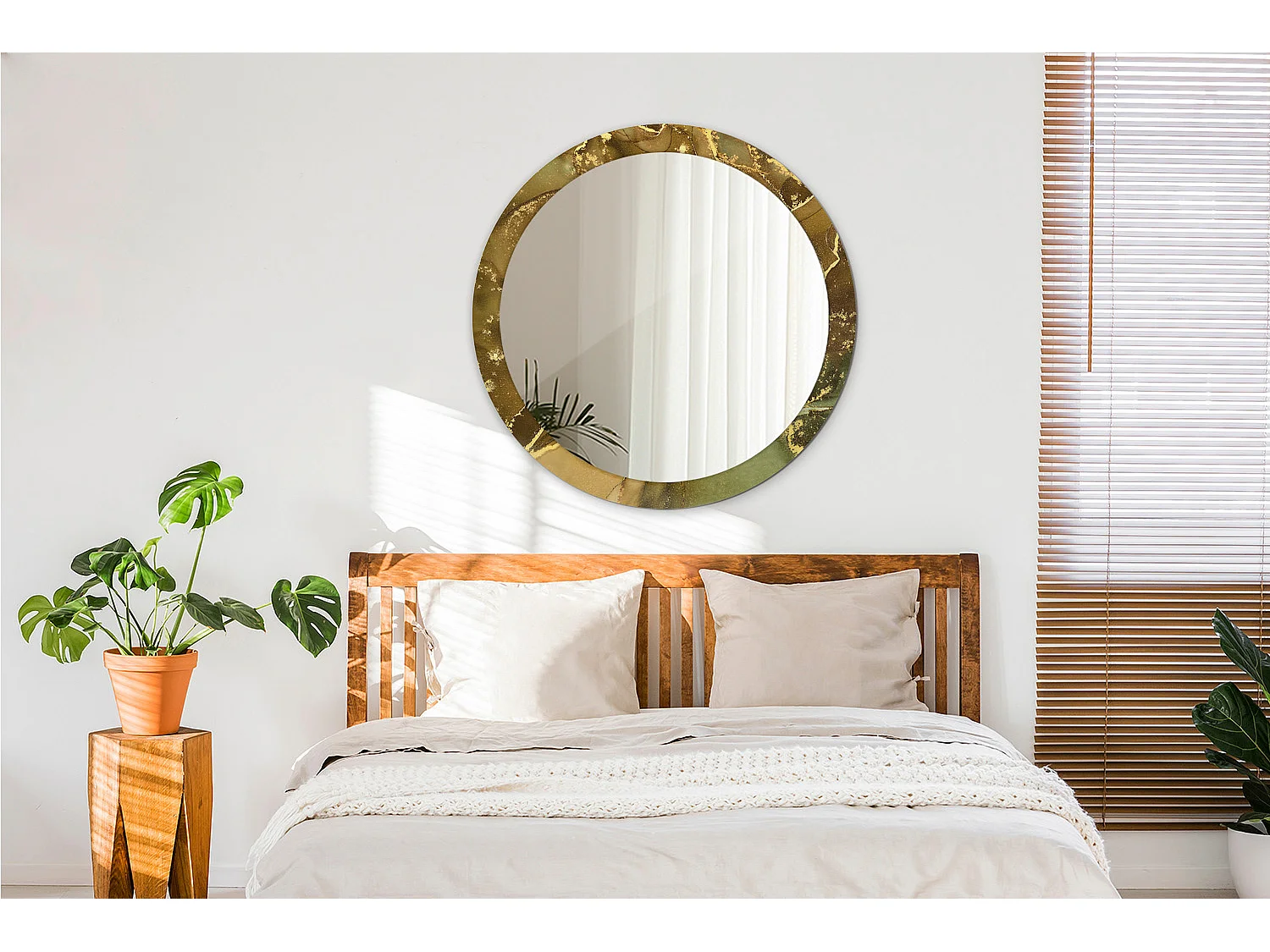 Miroir rond décoratif - Tourbillons métalliques - 90 cm