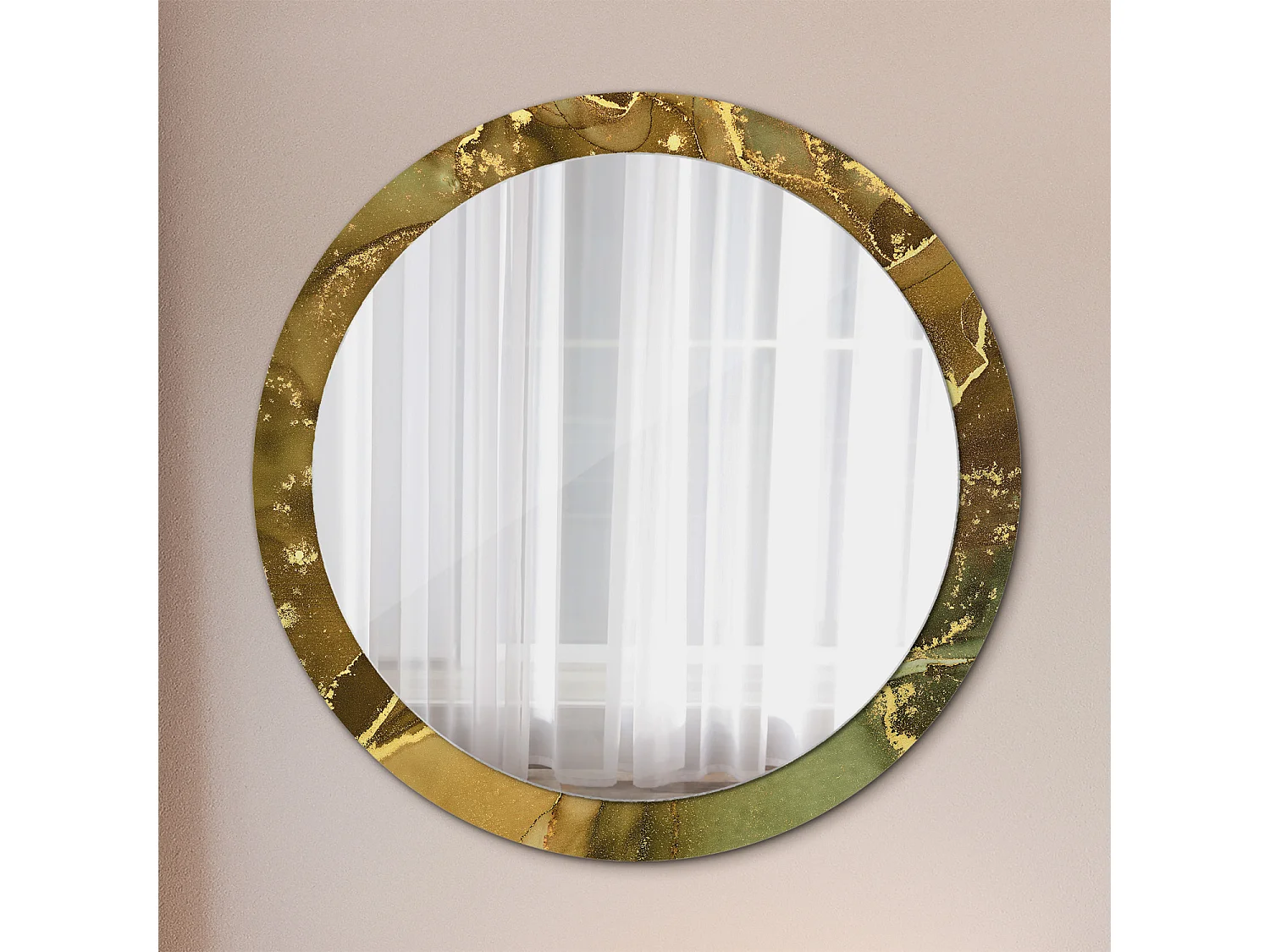 Ronde Decoratieve Spiegel - Metallic Swirls - 90cm