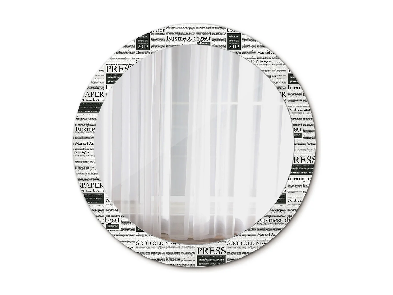 Runder dekorativer Spiegel - Zeitungen - 80 cm