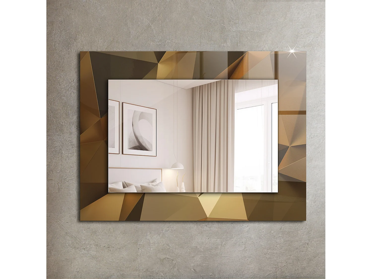 Dekorativer Spiegel mit einem Rahmen aus geometrischen Formen 80 x 60 cm