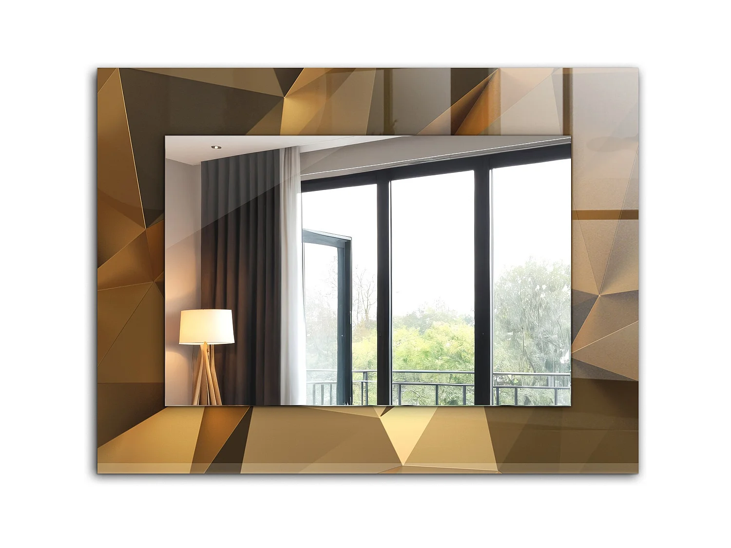 Miroir décoratif avec cadre de formes géométriques 80 x 60 cm