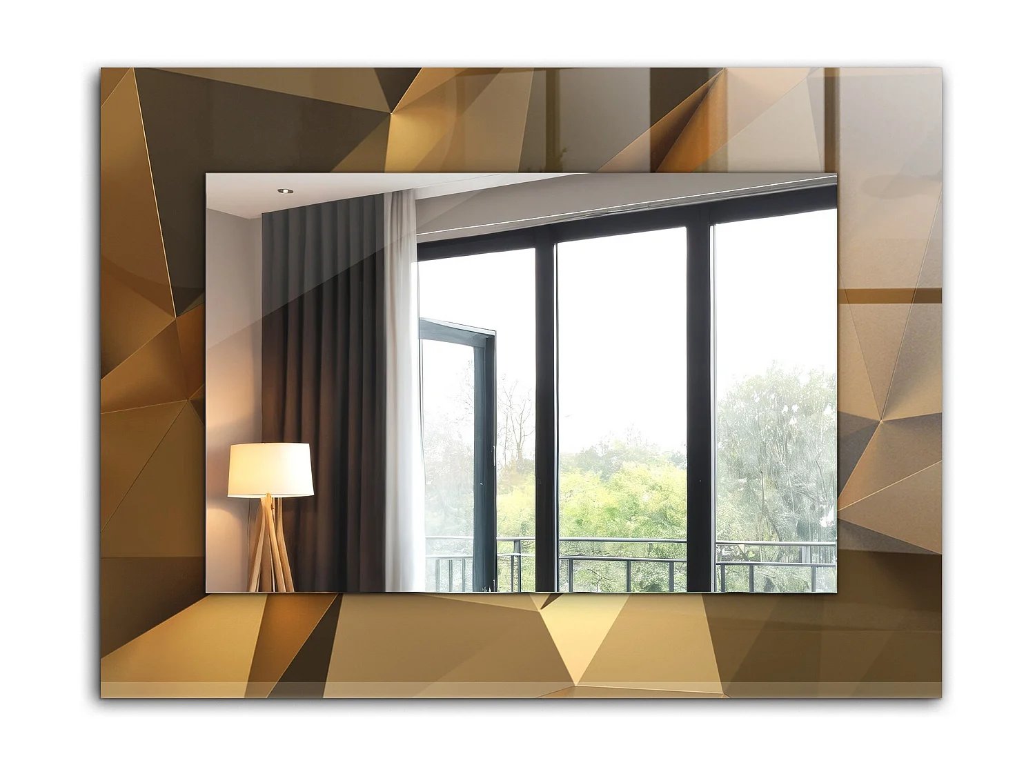 Miroir décoratif avec cadre de formes géométriques 80 x 60 cm