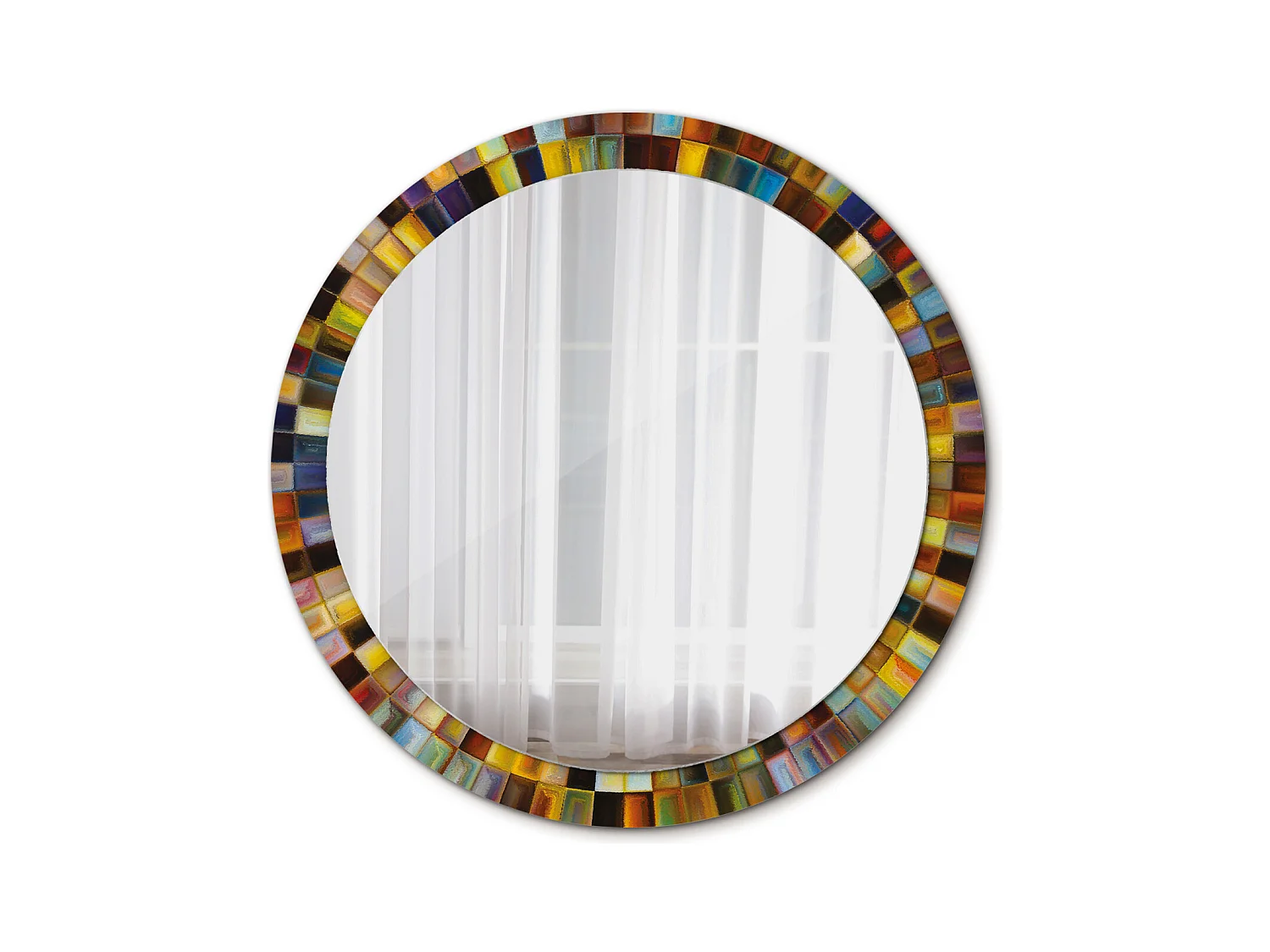 Miroir rond décoratif - Rayons colorés - 90 cm