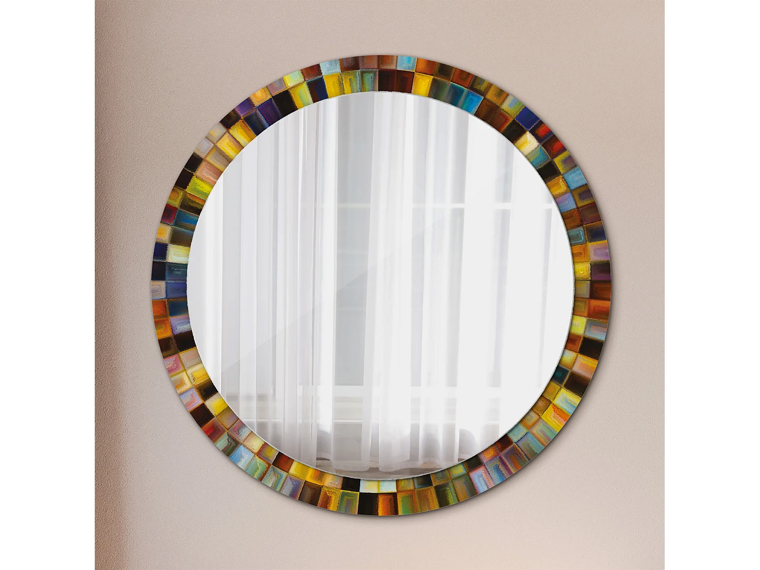 Decoratieve ronde spiegel - Gekleurde stralen - 90 cm