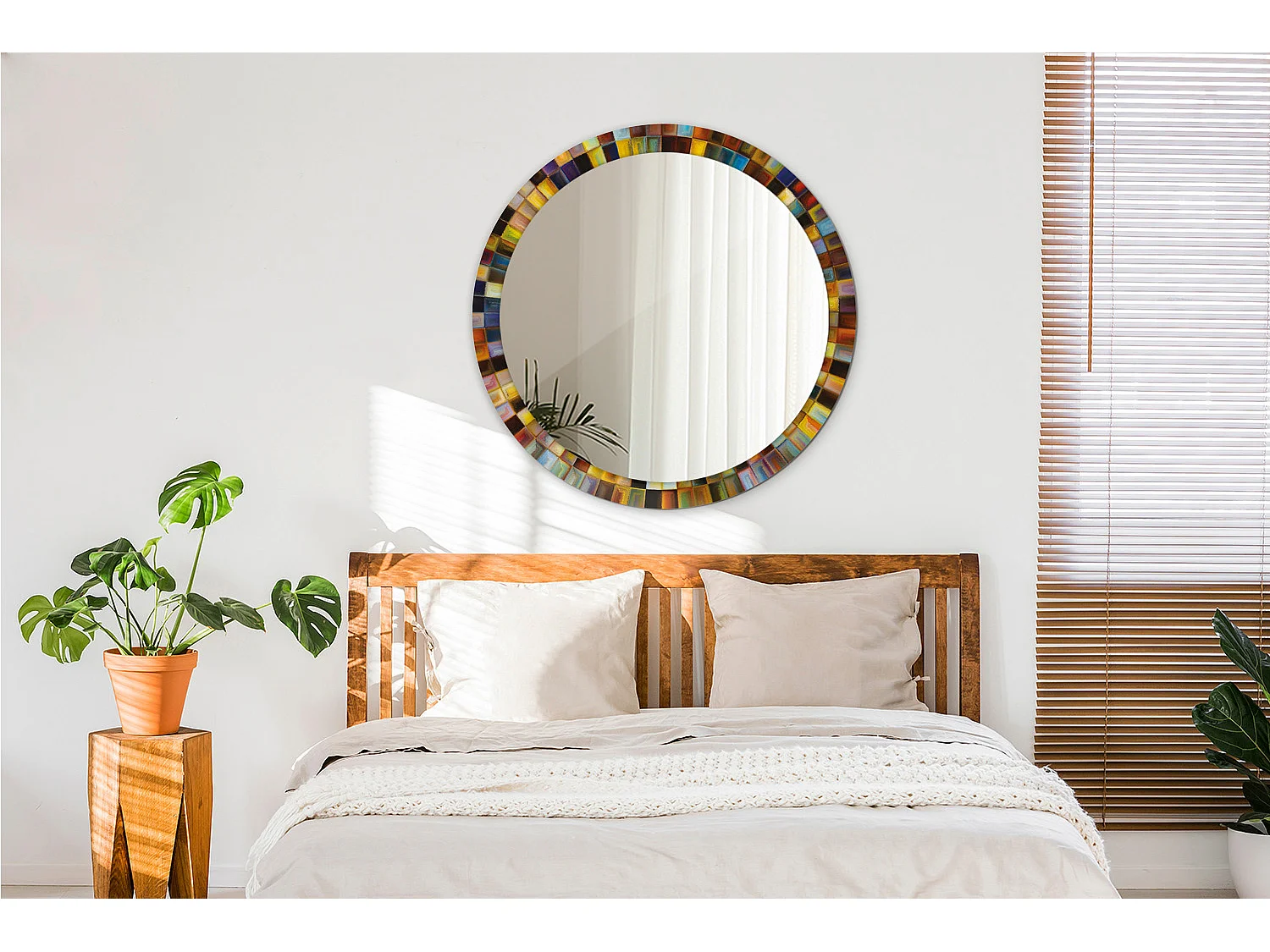 Decoratieve ronde spiegel - Gekleurde stralen - 90 cm