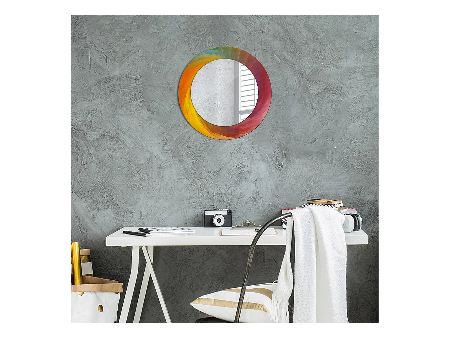 Decoratieve ronde spiegel - kleurenpalet - 50 cm