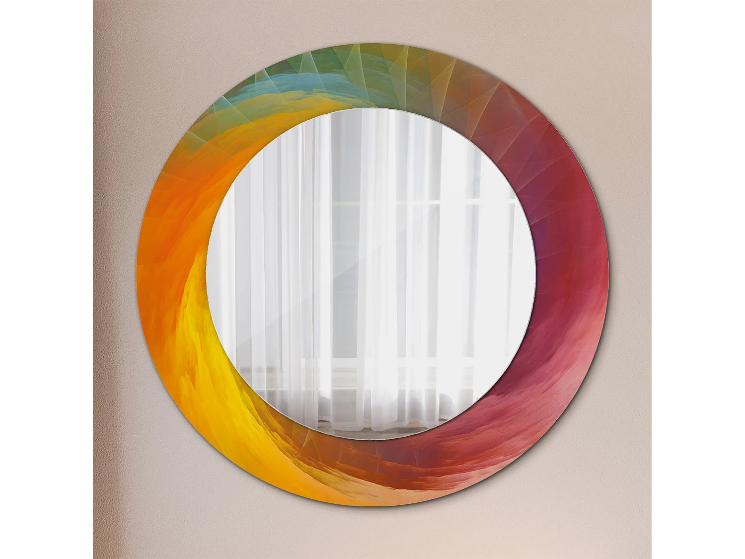 Dekorativer runder Spiegel - Farbpalette - 50 cm