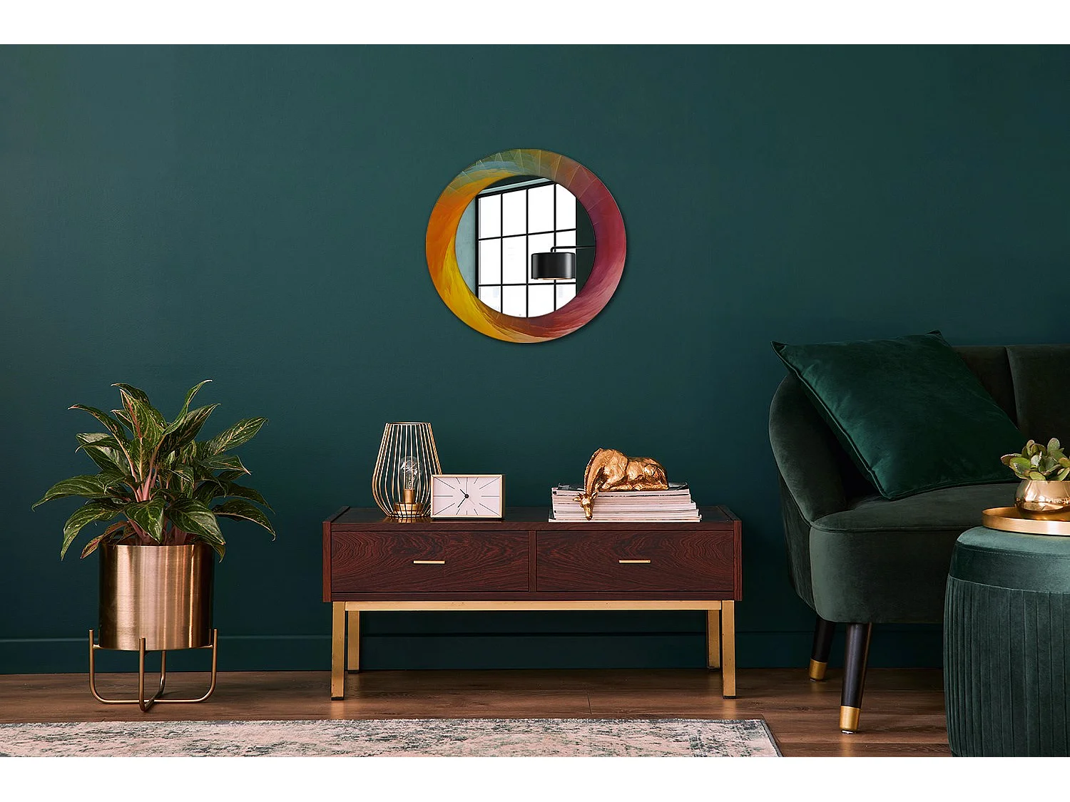 Dekorativer runder Spiegel - Farbpalette - 50 cm