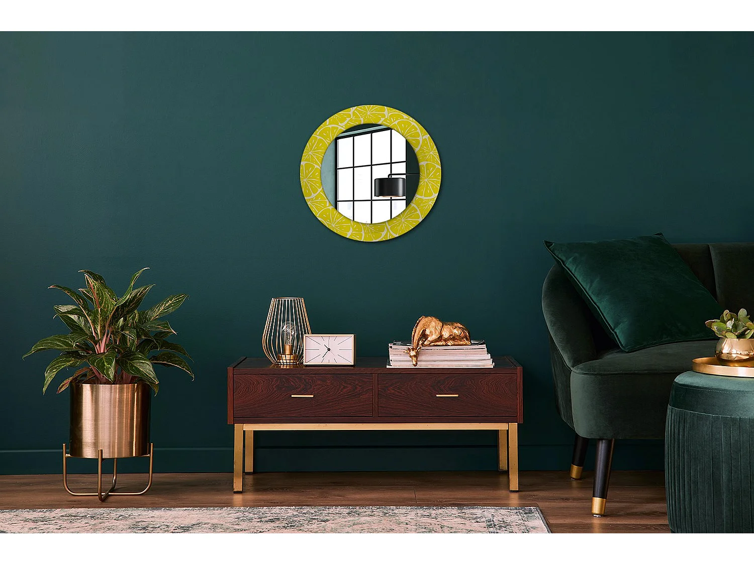 Runder dekorativer Spiegel - Zitronen - 50 cm
