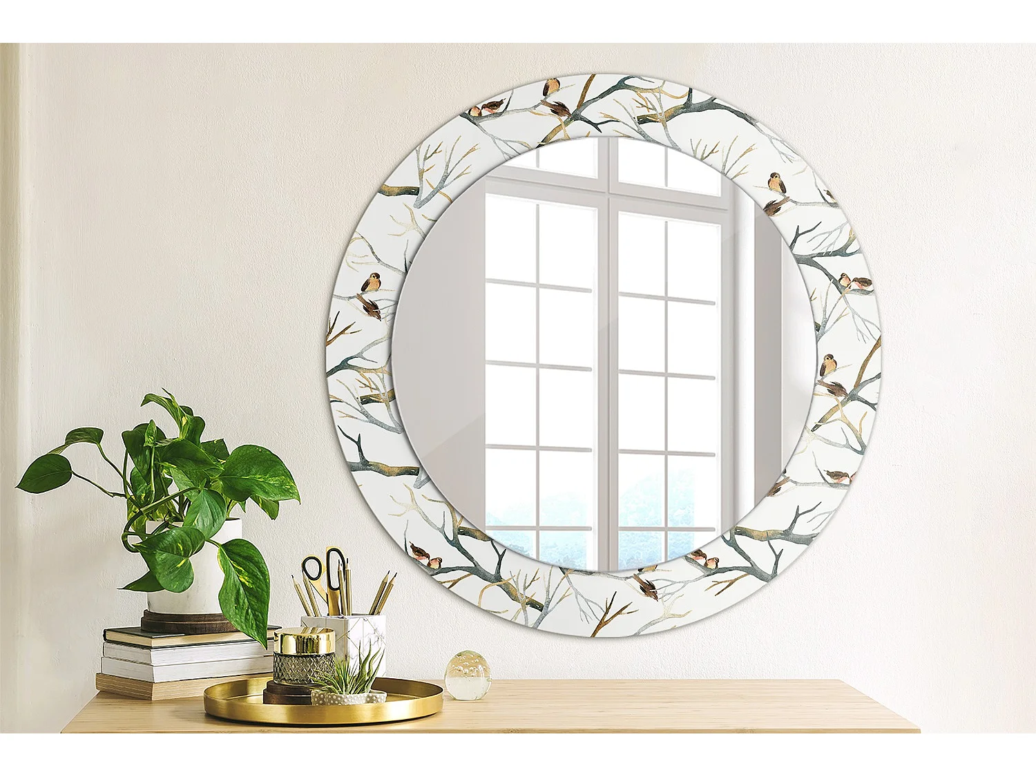 Ronde decoratieve spiegel - mussentakken - 60 cm