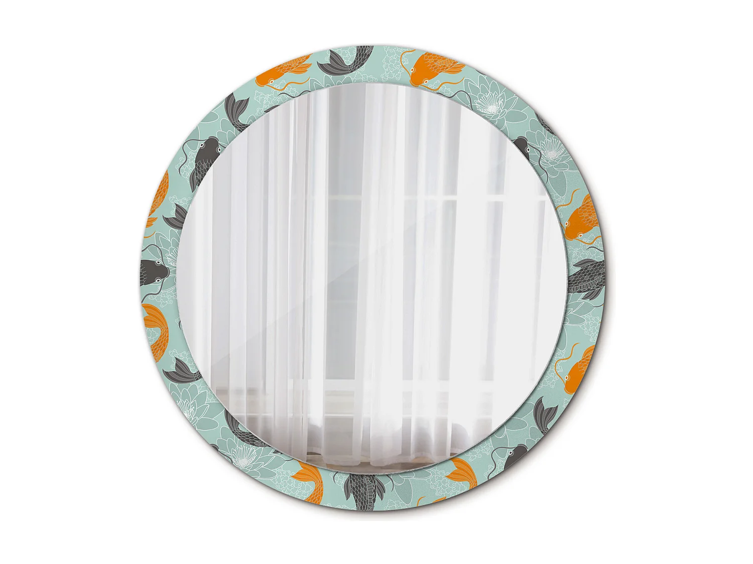 Dekorativer runder Spiegel - Koi-Karpfen - 90 cm