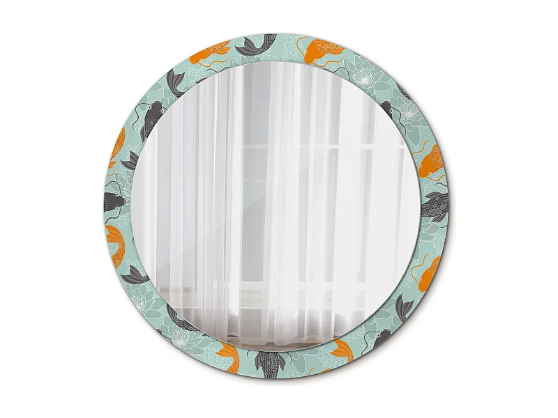 Dekorativer runder Spiegel - Koi-Karpfen - 90 cm