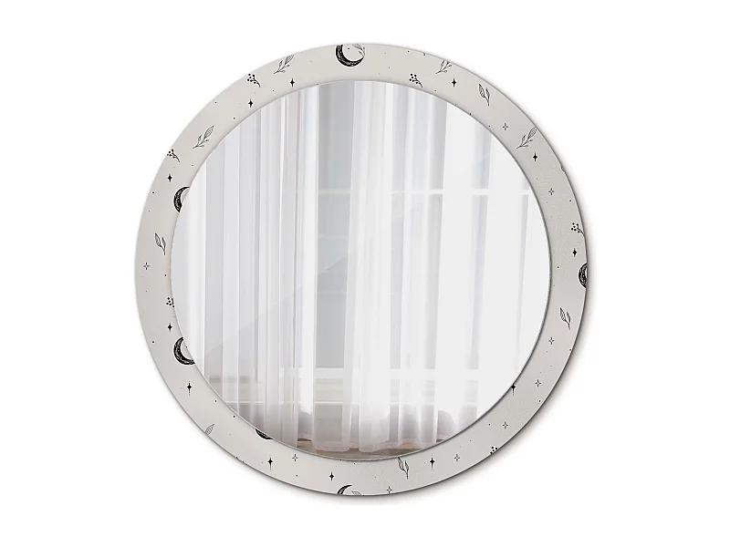 Miroir rond décoratif - Plantes Doodle - 90 cm