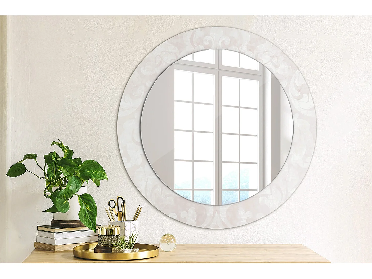 Decoratieve ronde spiegel - rococo-textuur - 60 cm