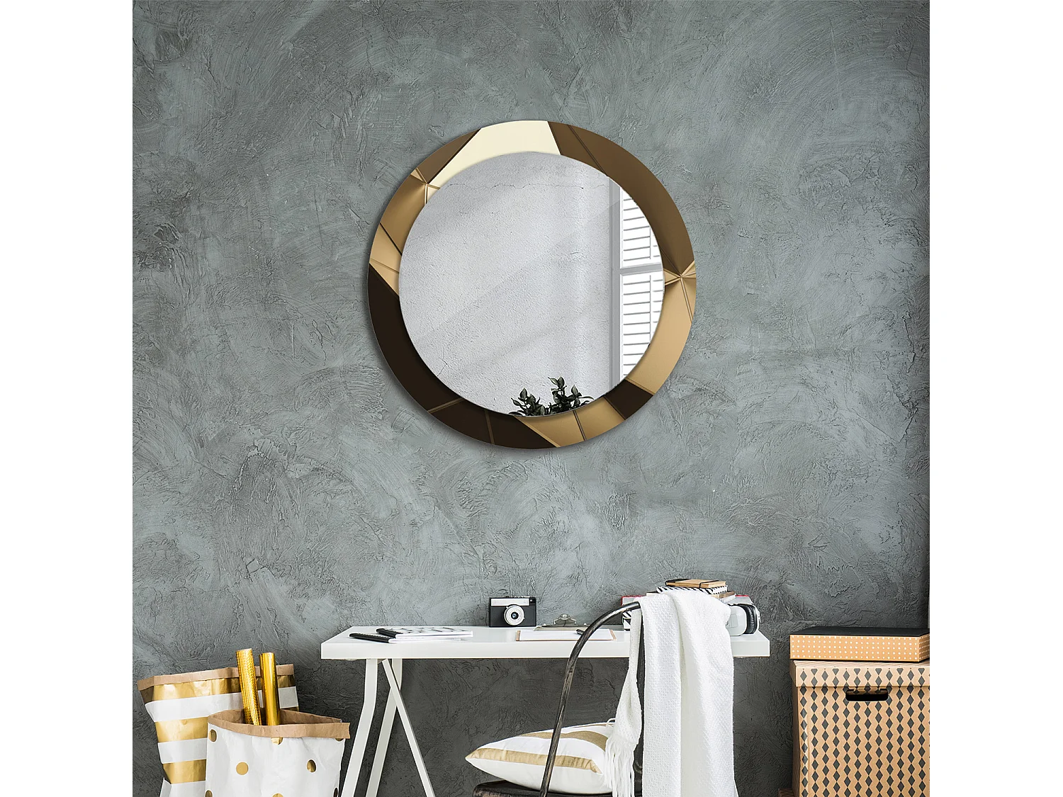 Miroir rond décoratif - Abstraction moderne - 70 cm