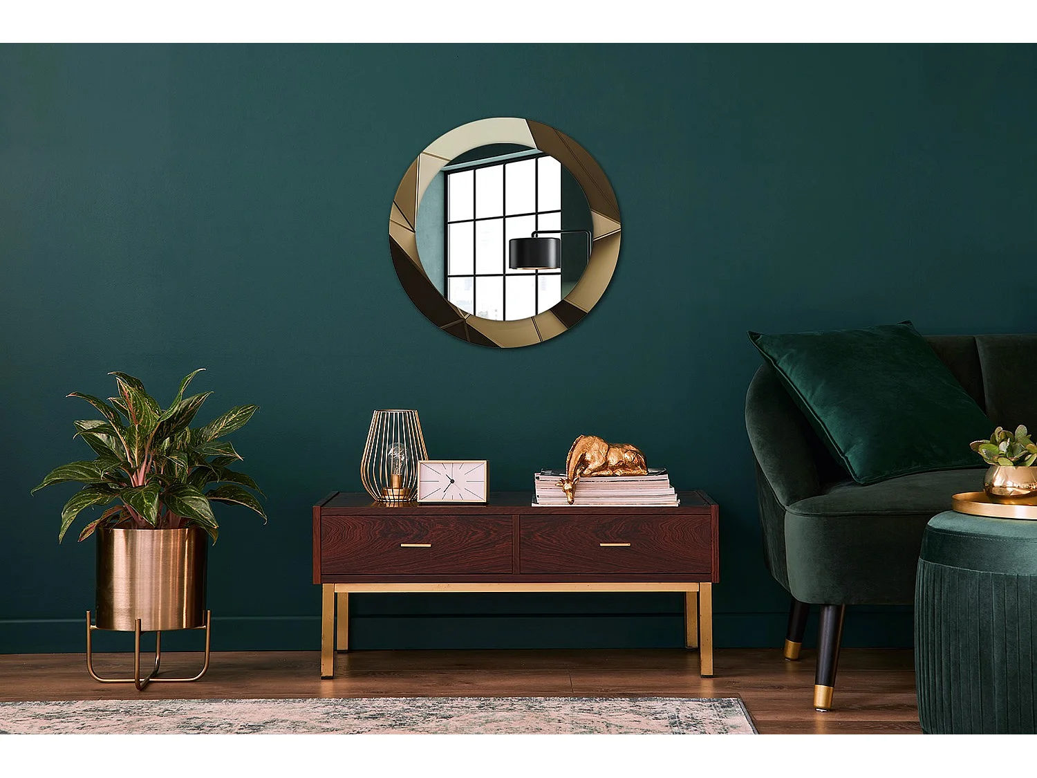 Miroir rond décoratif - Abstraction moderne - 70 cm