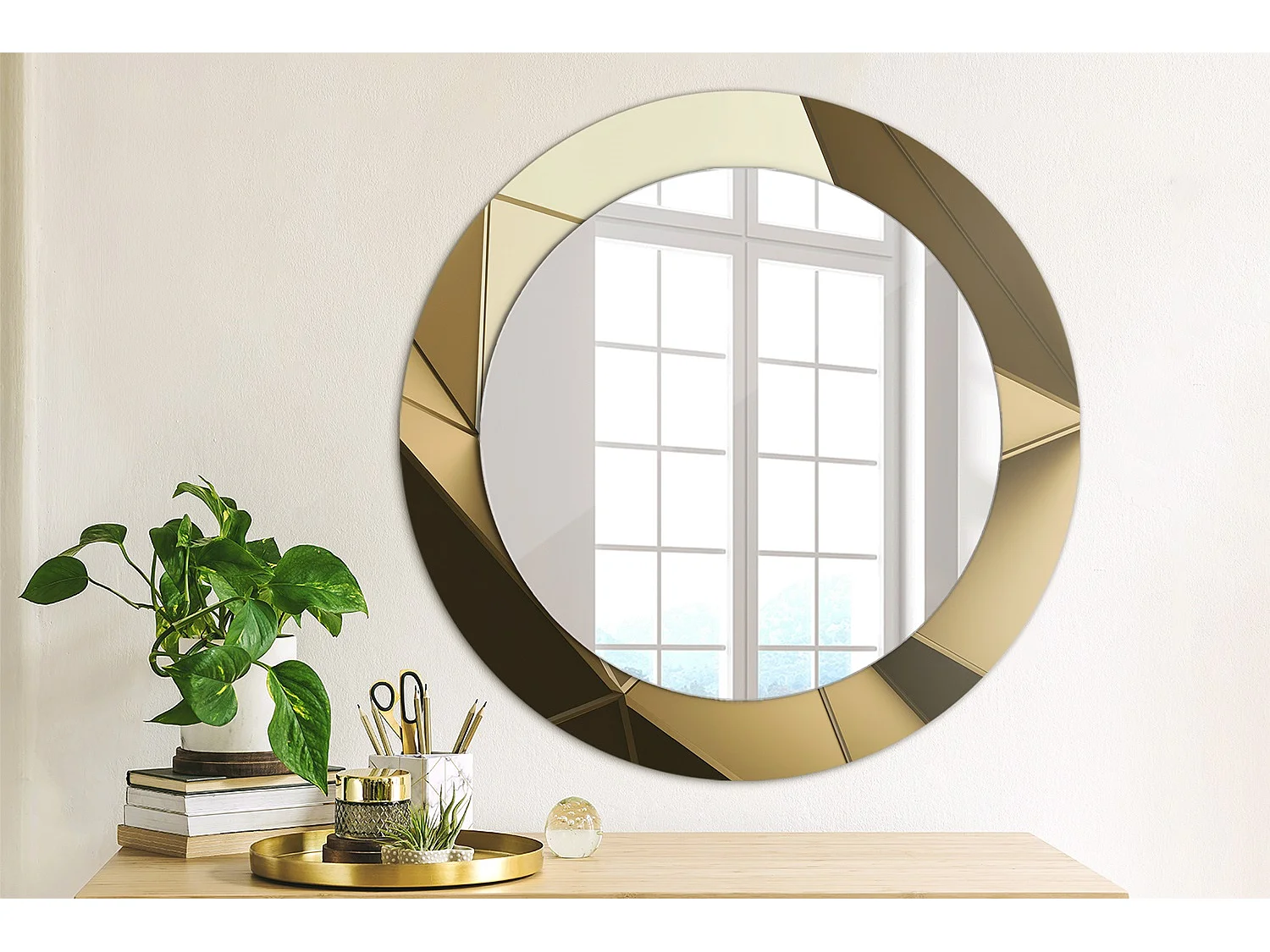 Miroir rond décoratif - Abstraction moderne - 70 cm