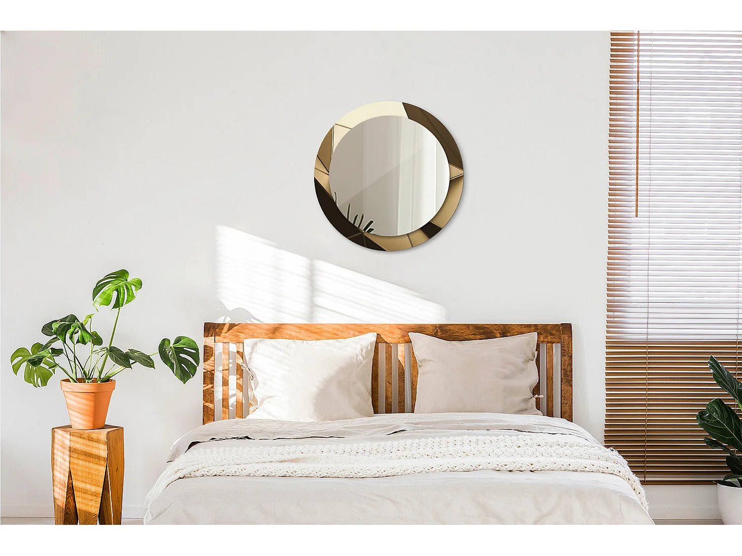 Miroir rond décoratif - Abstraction moderne - 70 cm