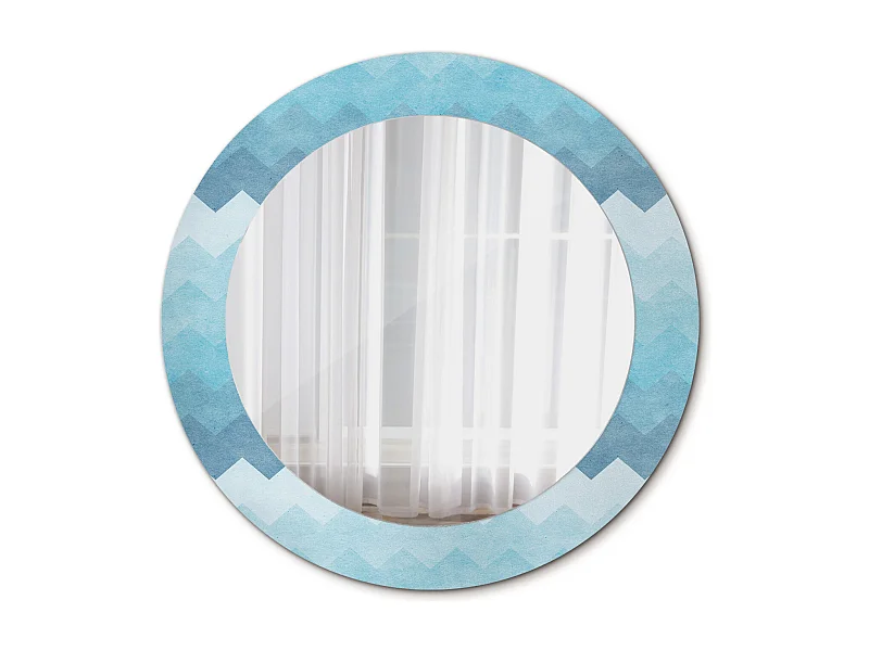 Ronde decoratieve spiegel - Blauwe Chevron - 60 cm