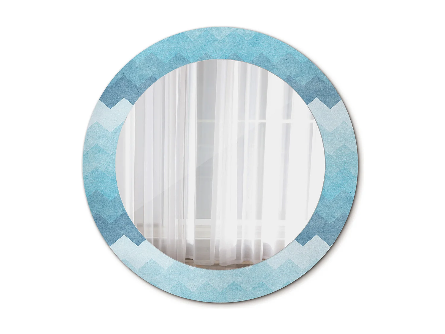 Ronde decoratieve spiegel - Blauwe Chevron - 60 cm
